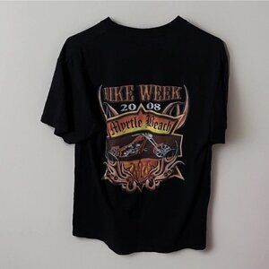 Vintage T Shirt Mens L Black Racing Bike Week 2008 Myrtle Beach Tee Motorcycle
